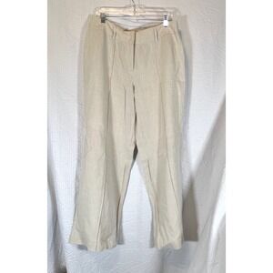 Linen Trousers Cropped Wide Leg Dress‎ Pants Neutral Career Size 12